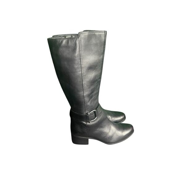 Naturalizer Black Riding Boots Women Size 11M Zip Closure 2in Heel Knee High - Picture 1 of 7